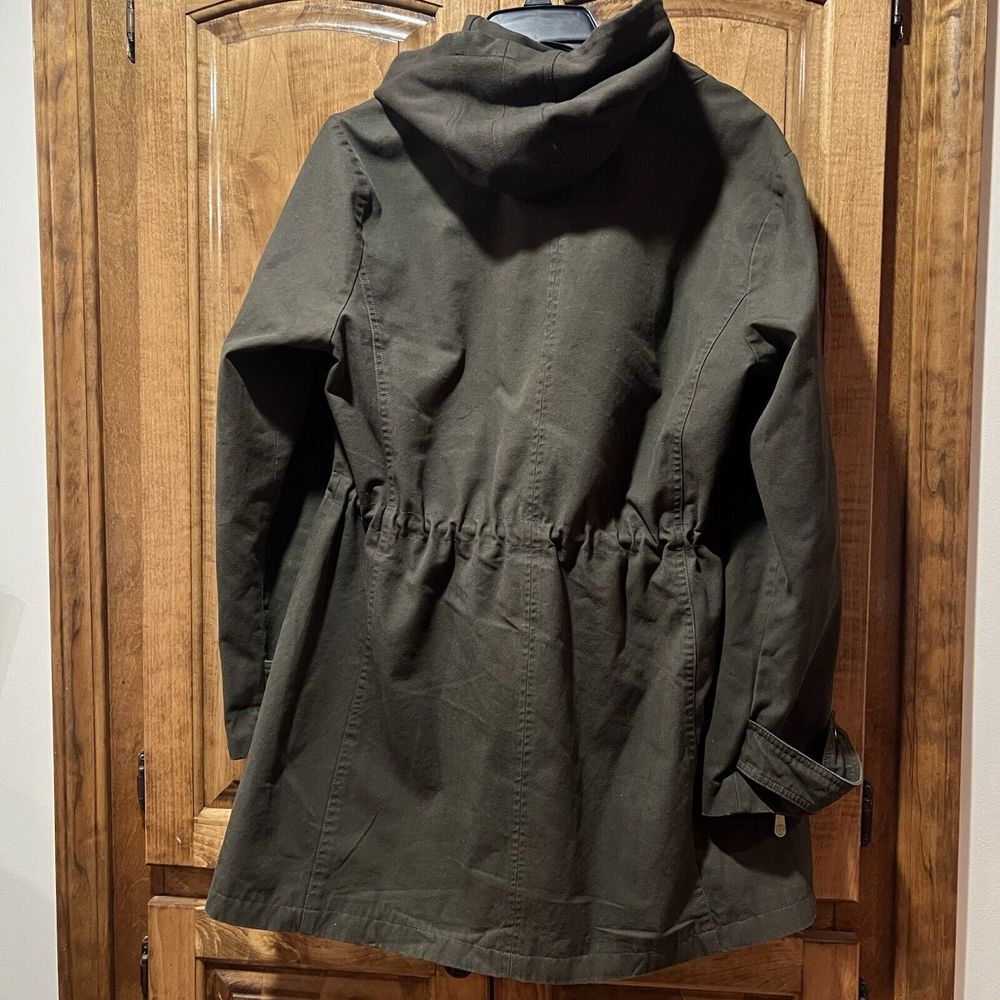Vince Camuto Jacket Womens Large Green Full Zip Asymmetrical Anorak‎ Hooded - Picture 2 of 14